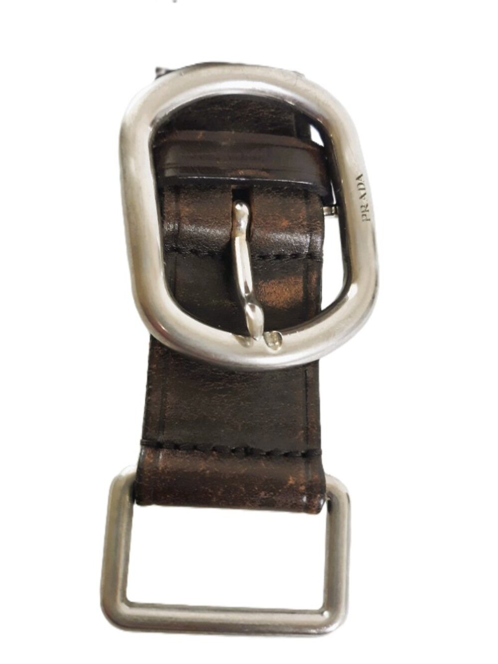 Prada Men's Brown Leather Belt 40 Distressed - Picture 5 of 11
